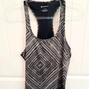 Fabletics Women's Size Large 10-12 Semi Fitted Racerback Tank Top Black Gray